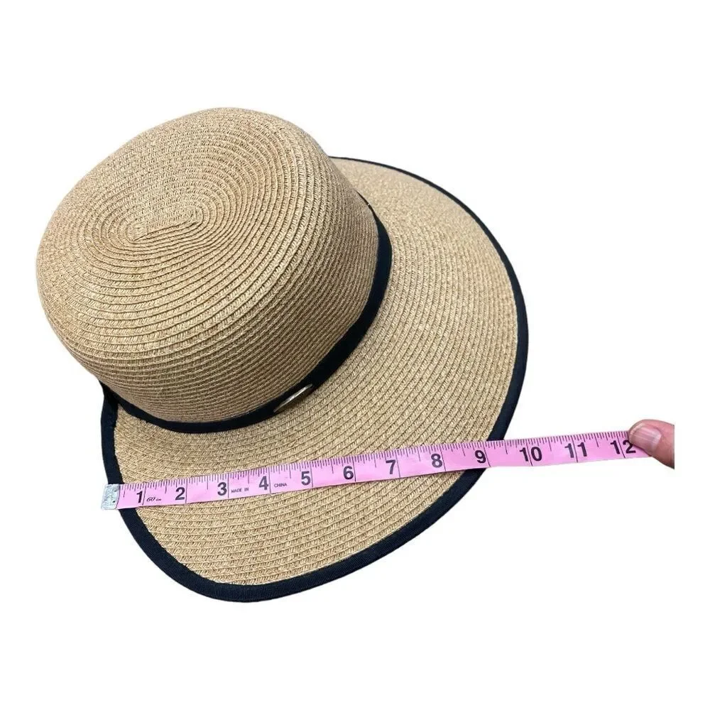 CAPPELLI Straworld Women's Wide Brim Sun Hat Black Band Removable Sweatband OS